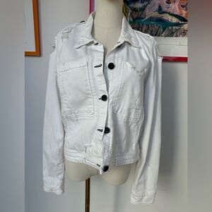 McGuire White Denim Jacket L Distressed